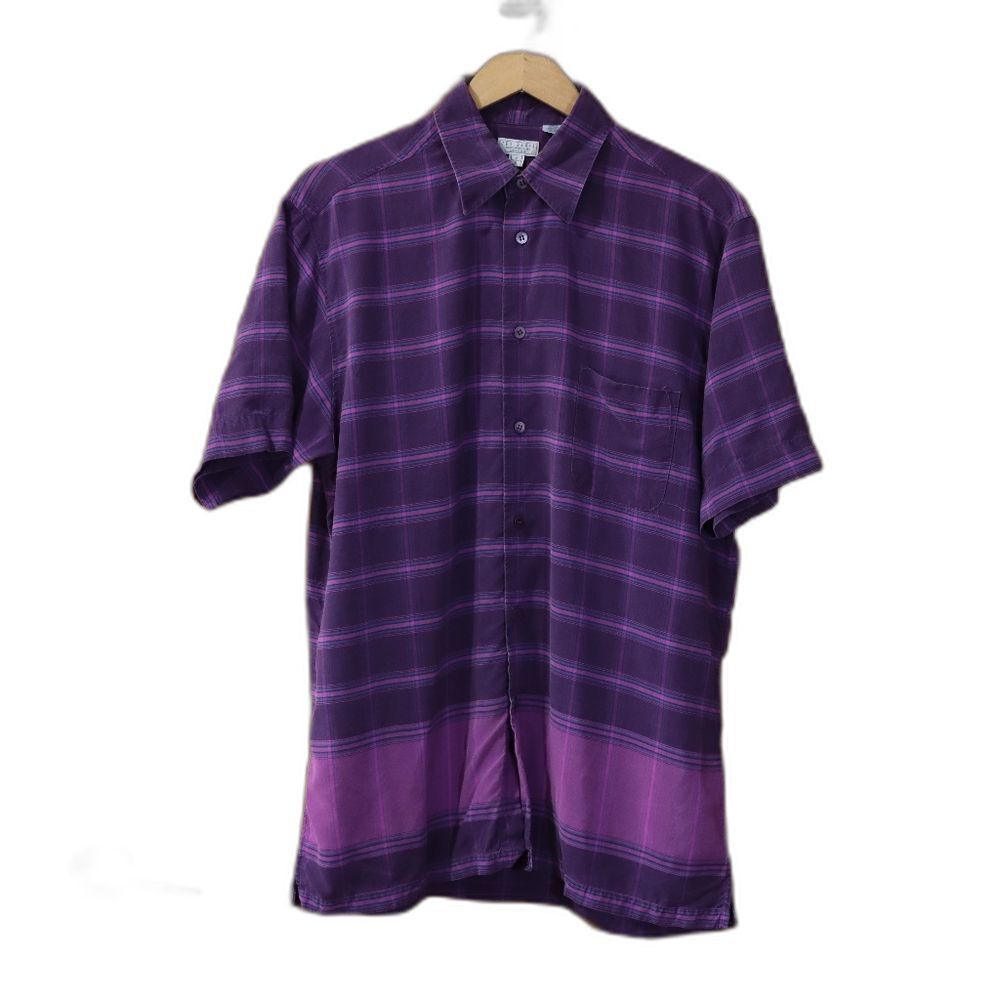 Ted Baker Men’s Purple Plaid Tencel Button-Down Shirt Medium Casual Stylish